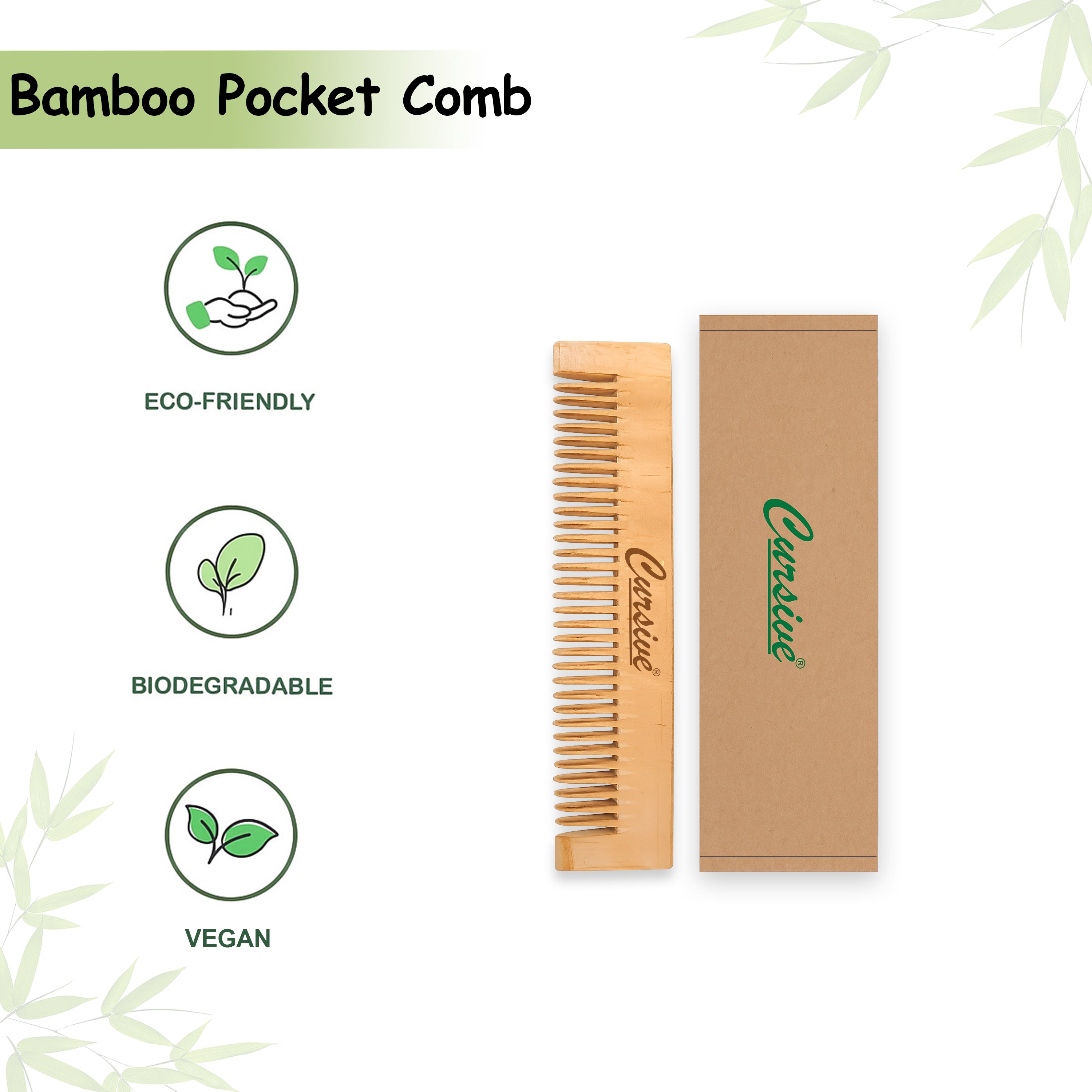 Bamboo Wood Travel Pocket Comb for Hair