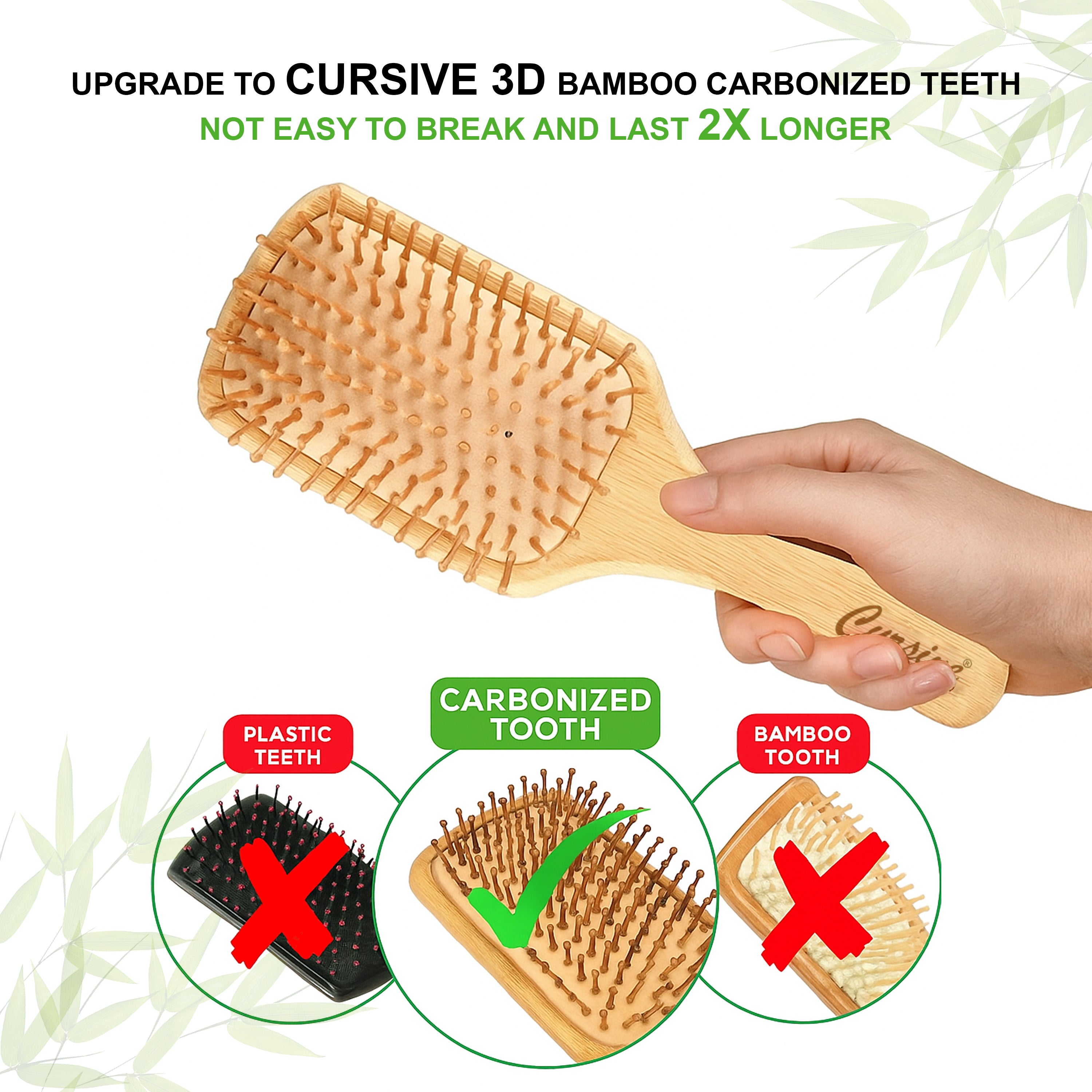Handmade Bamboo Wood Paddle Hair Brush