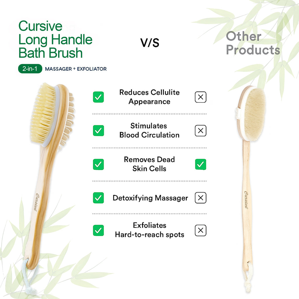 Bamboo Wood Long Handle Back Bath Brush