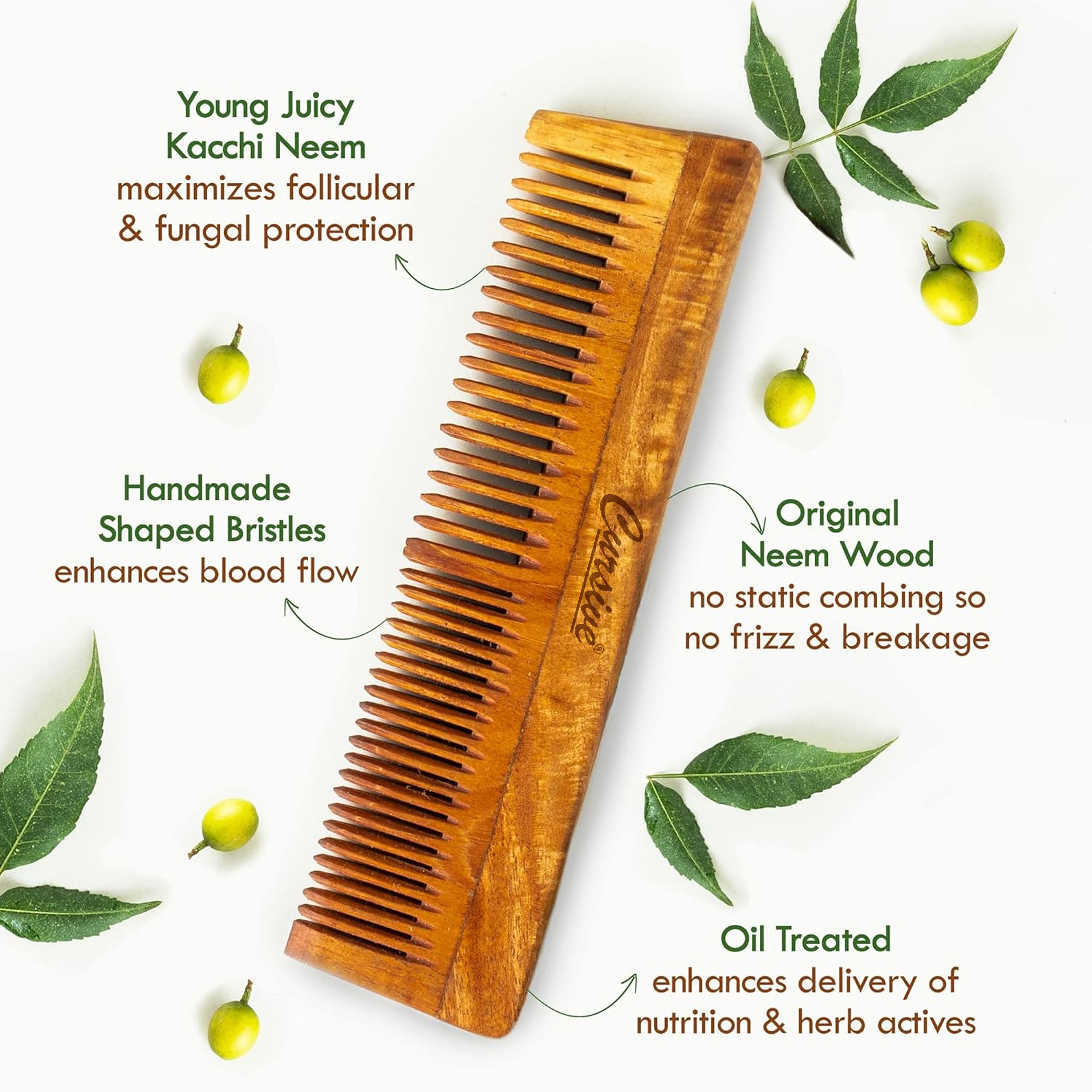 Neem Wooden Wide Dual Toothed Hair Comb