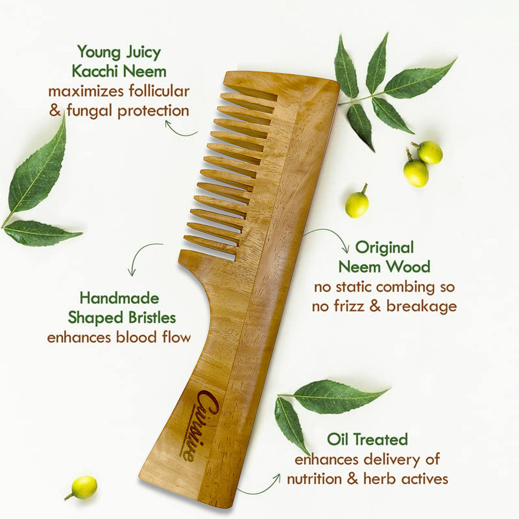 Handmade Neem Wood Handle Comb For Hair