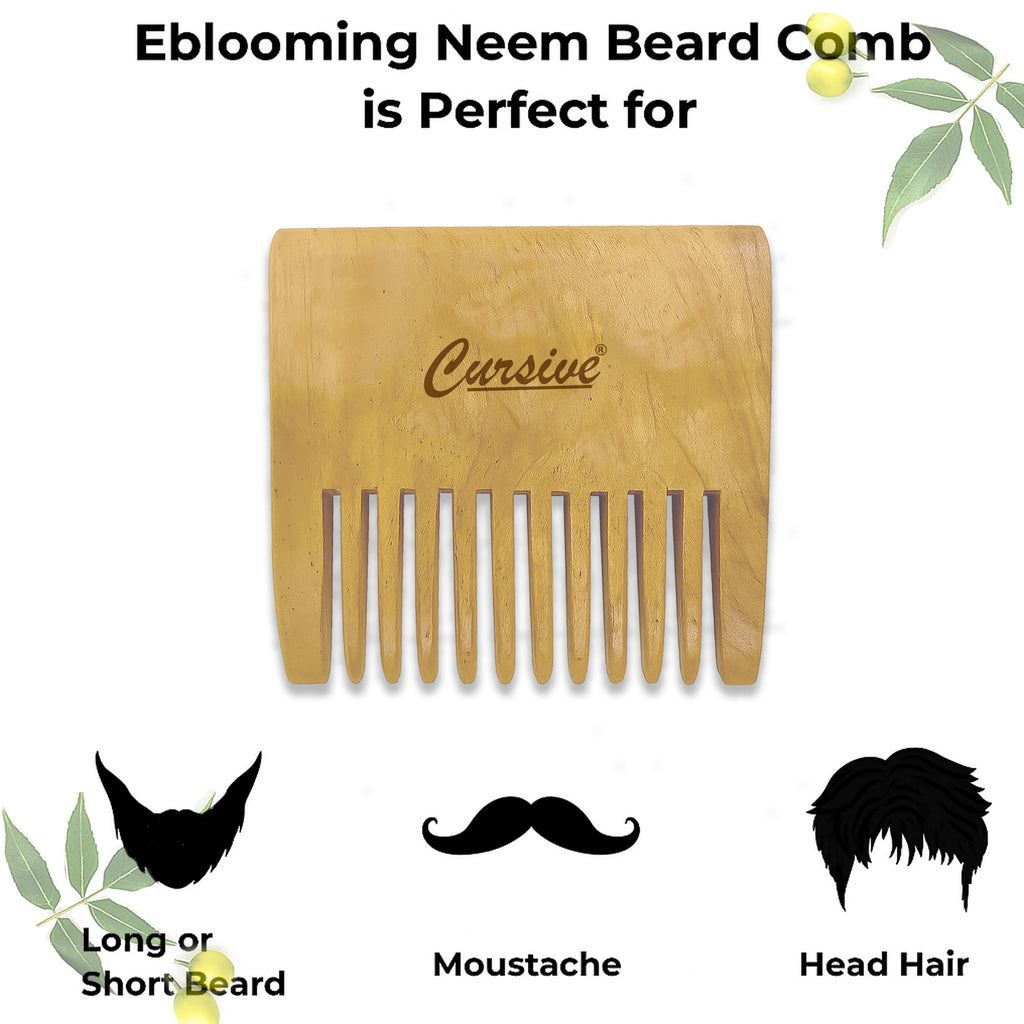 Neem Wood Wide-Toothed Beard Hair Comb