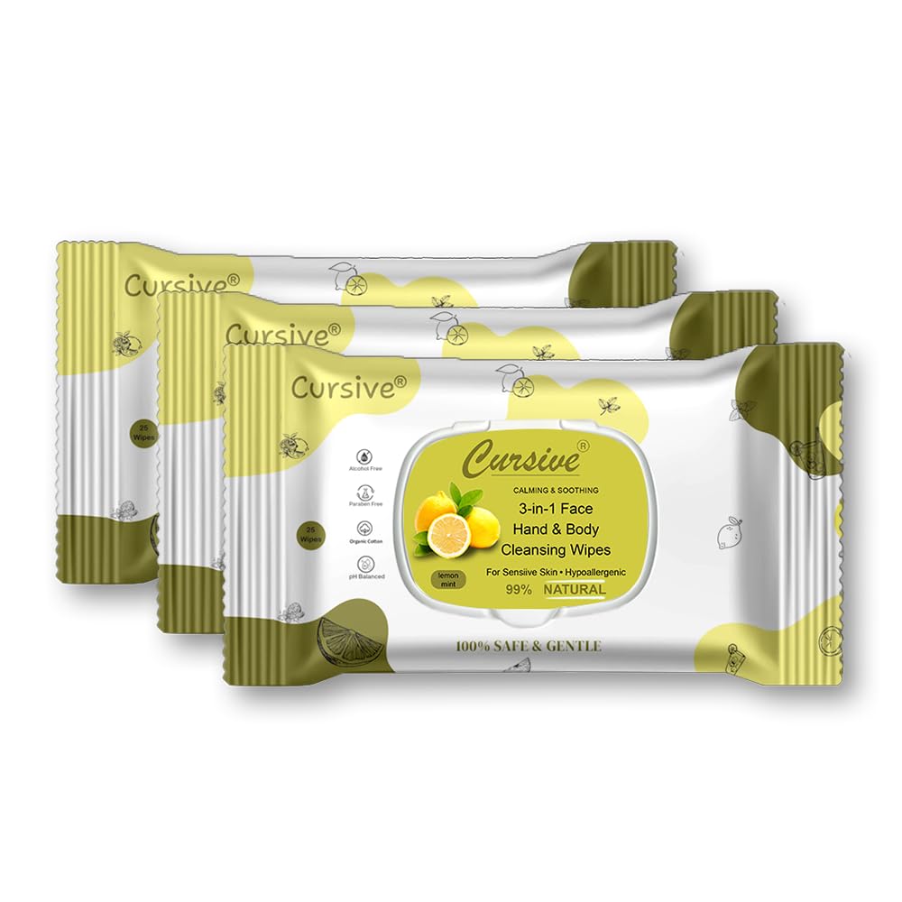 Lemon Mint Natural Soft Face Wet Wipes
