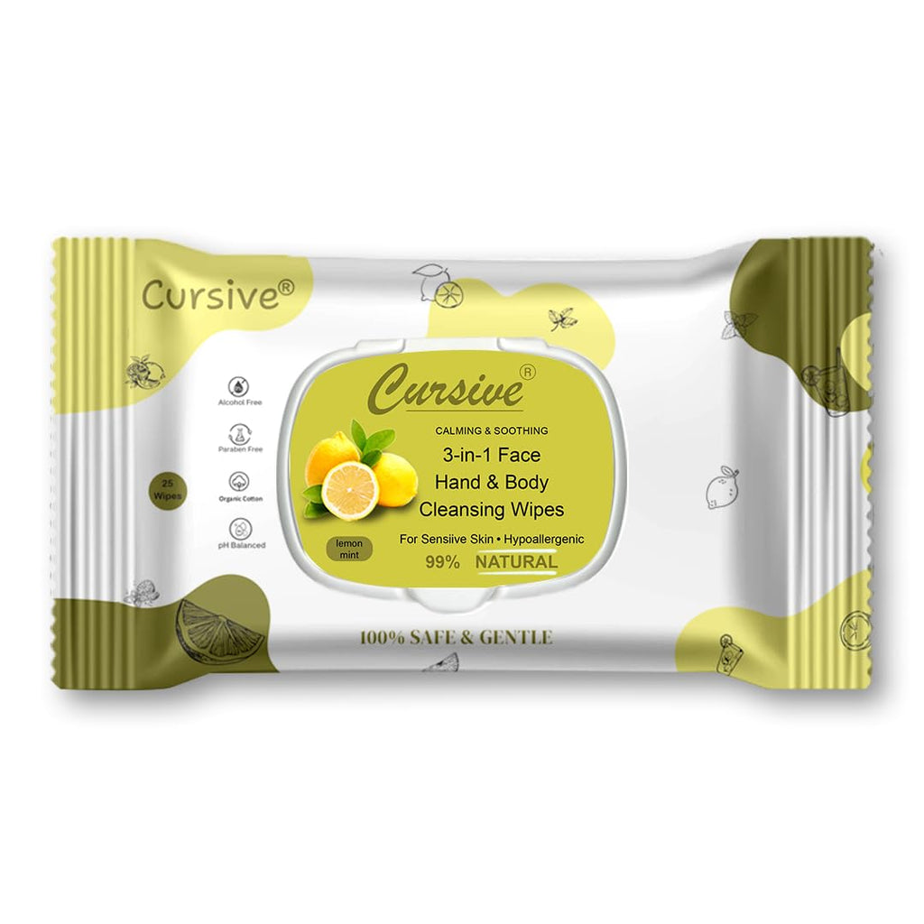 Lemon Mint Natural Soft Face Wet Wipes