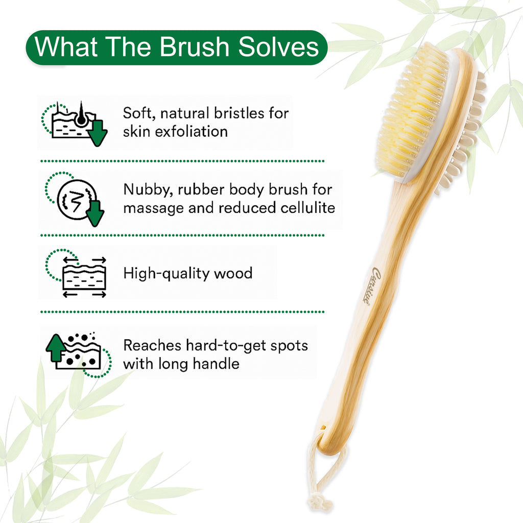 Bamboo Wood Long Handle Back Bath Brush