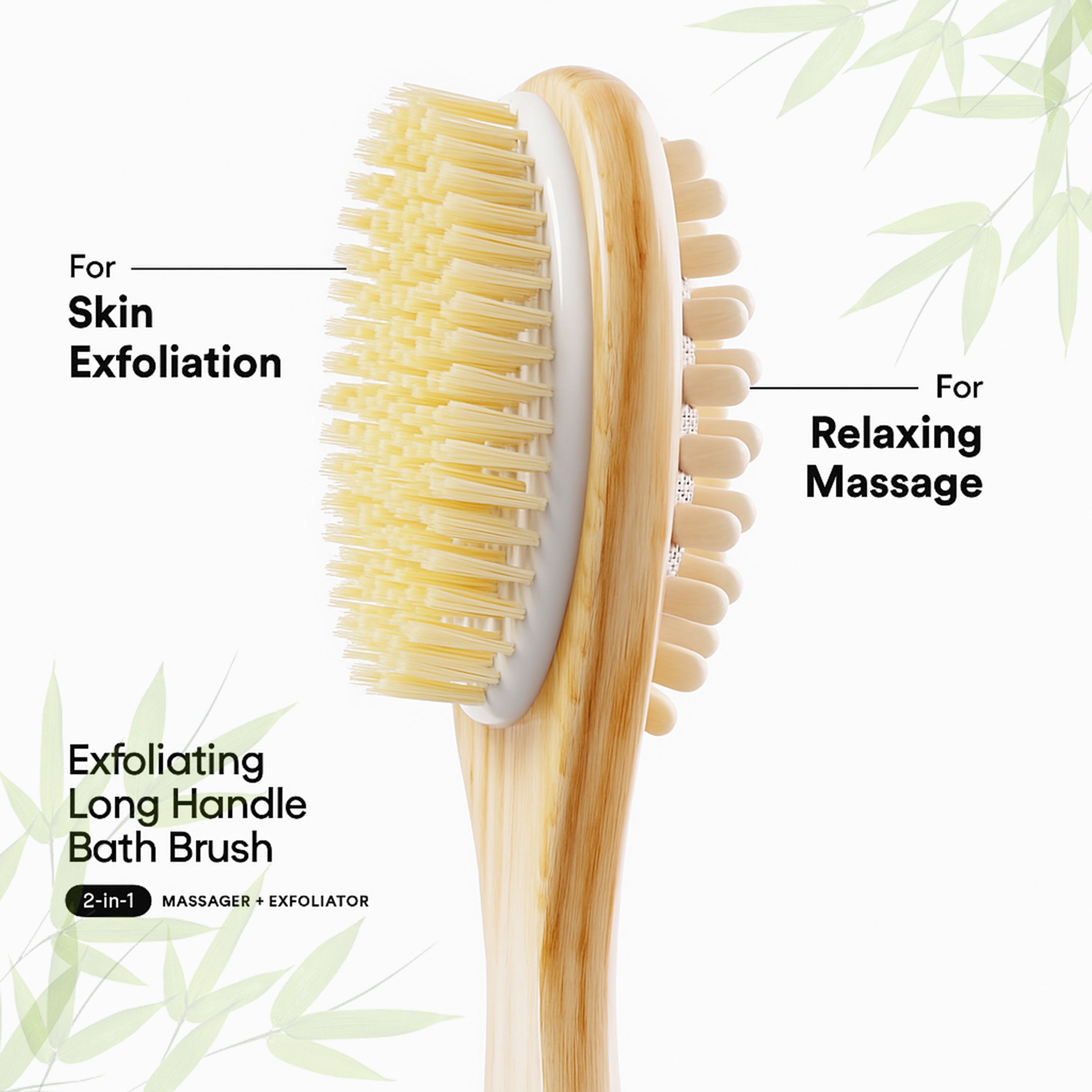 Bamboo Wood Long Handle Back Bath Brush