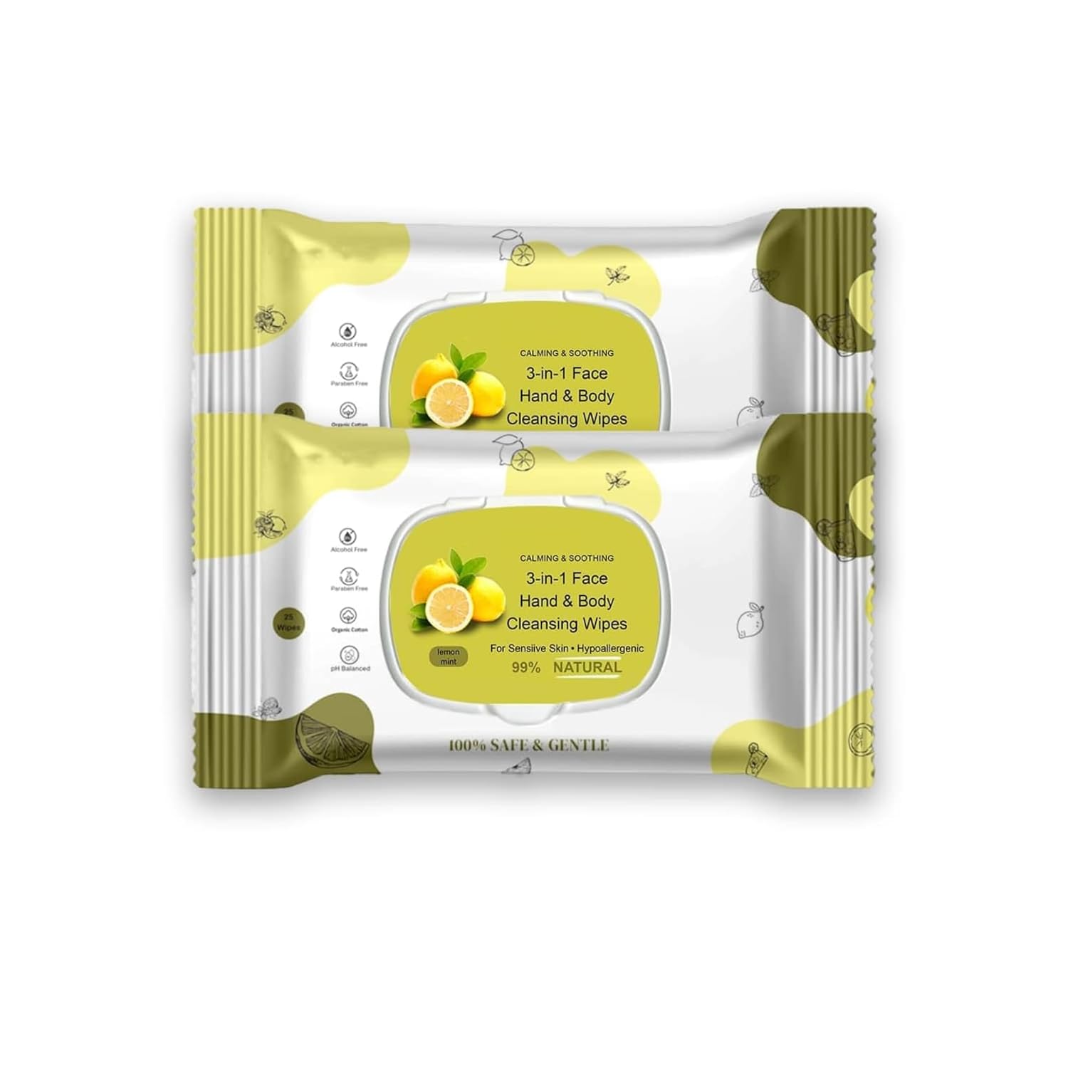 Lemon Mint Natural Soft Face Wet Wipes