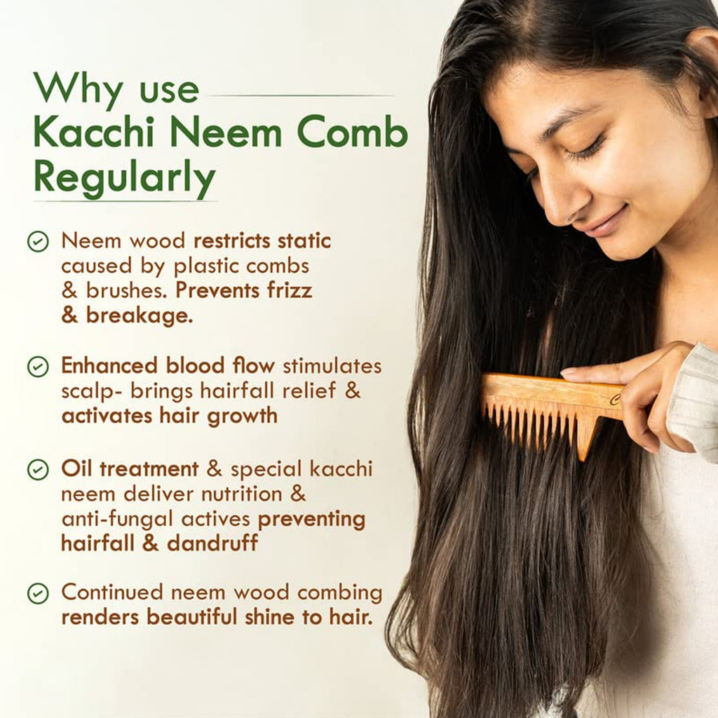 Handmade Neem Wood Handle Comb For Hair