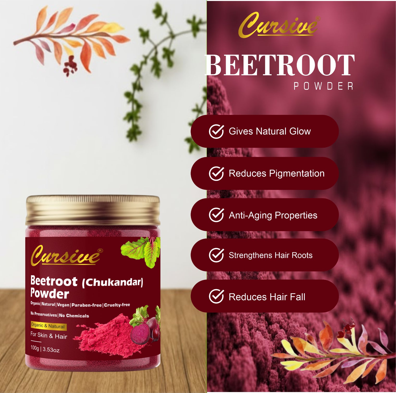 Beetroot Powder for Face, Skin & Hair