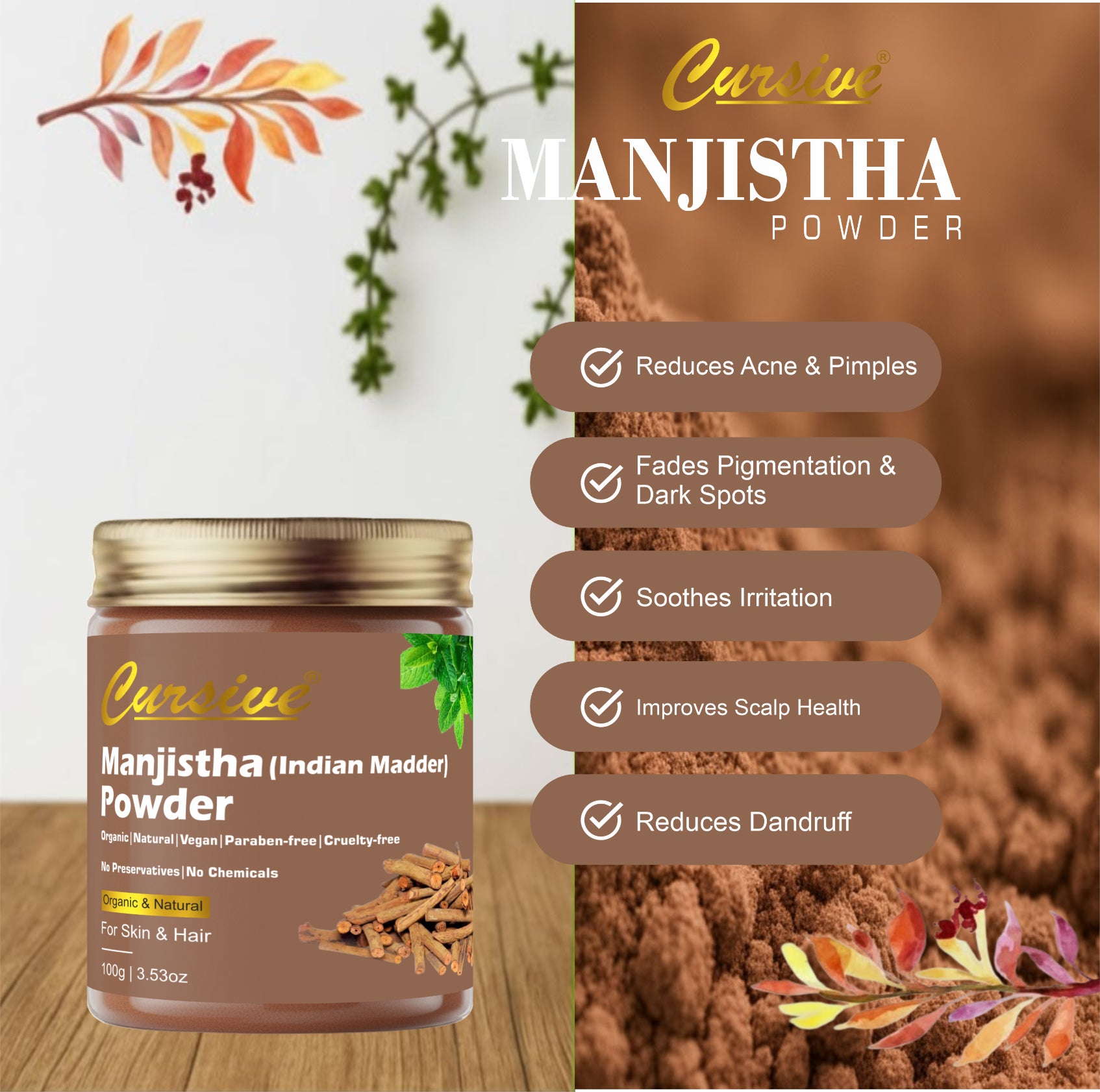 Manjistha Powder for Shiny Face & Hair