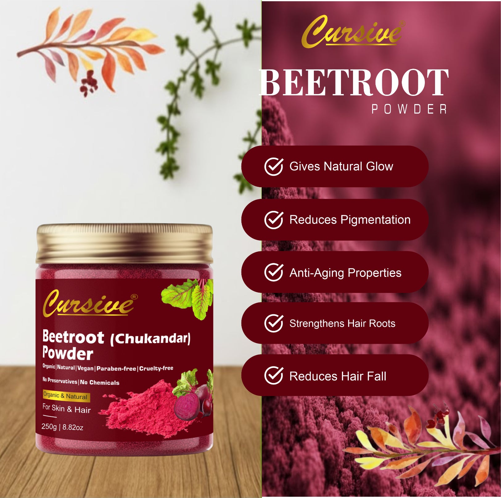 Beetroot Powder for Face, Skin & Hair