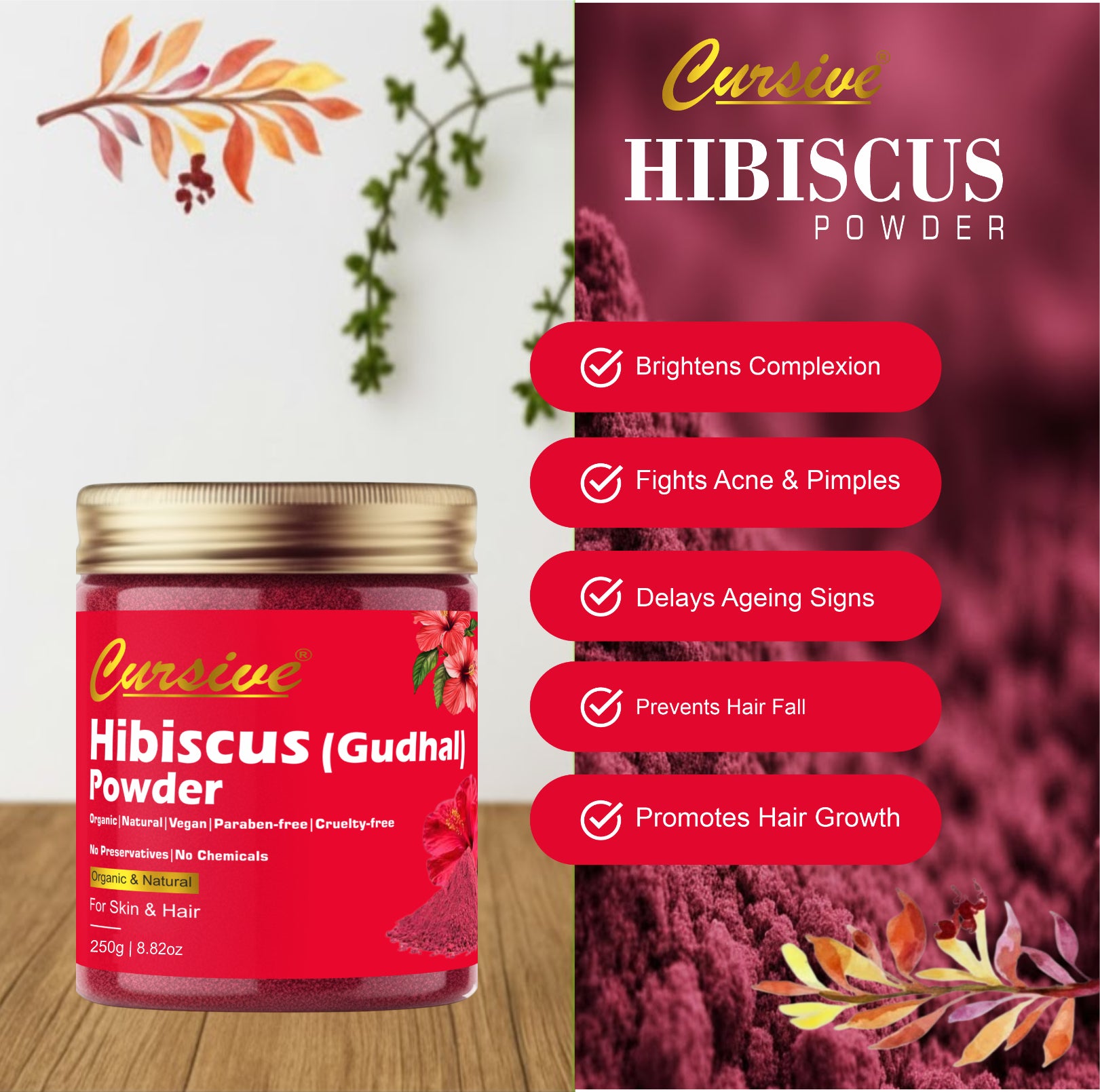 Hibiscus Gudhal Powder for Face & Hair
