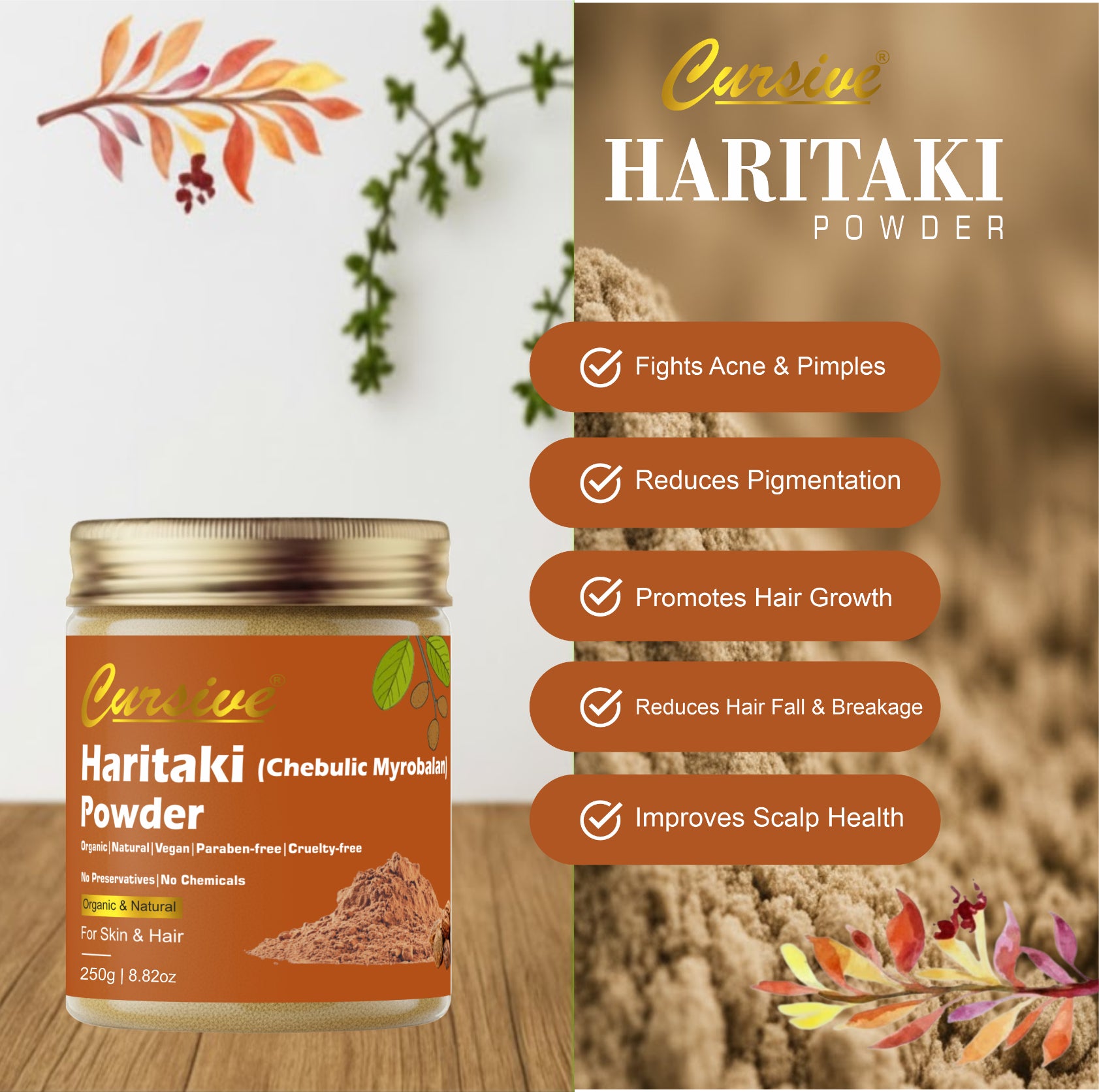 Haritaki Powder for Glowing Face & Hair