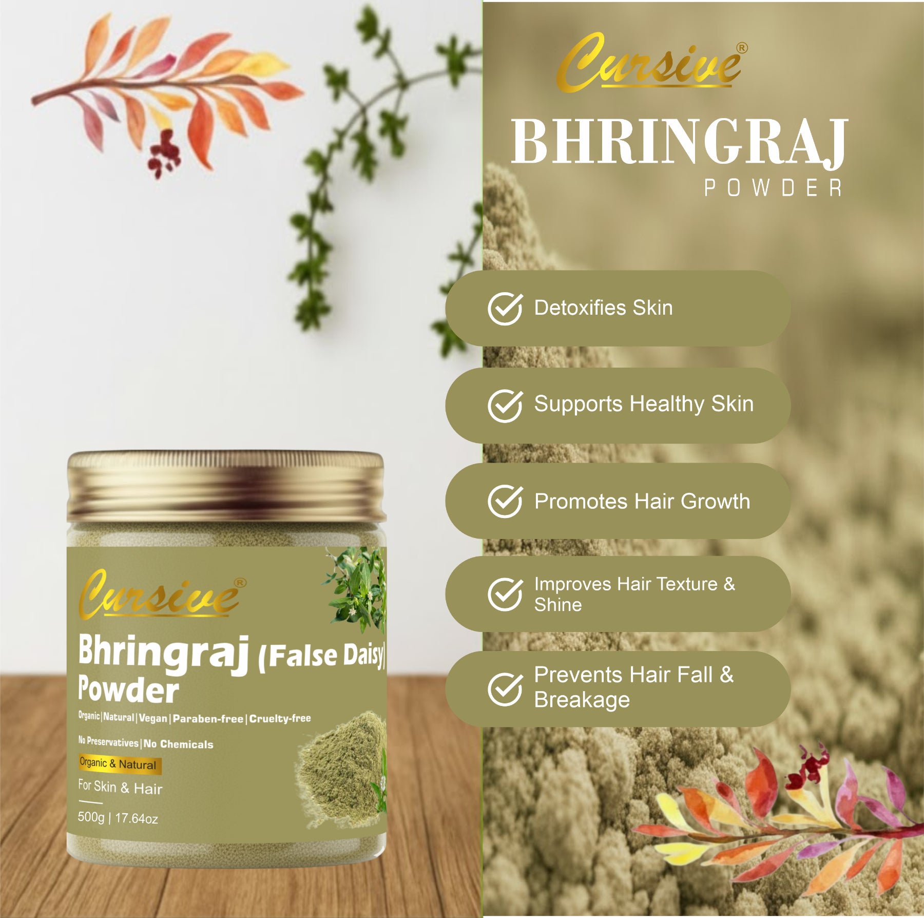 Bhringraj Powder for Face, Skin & Hair