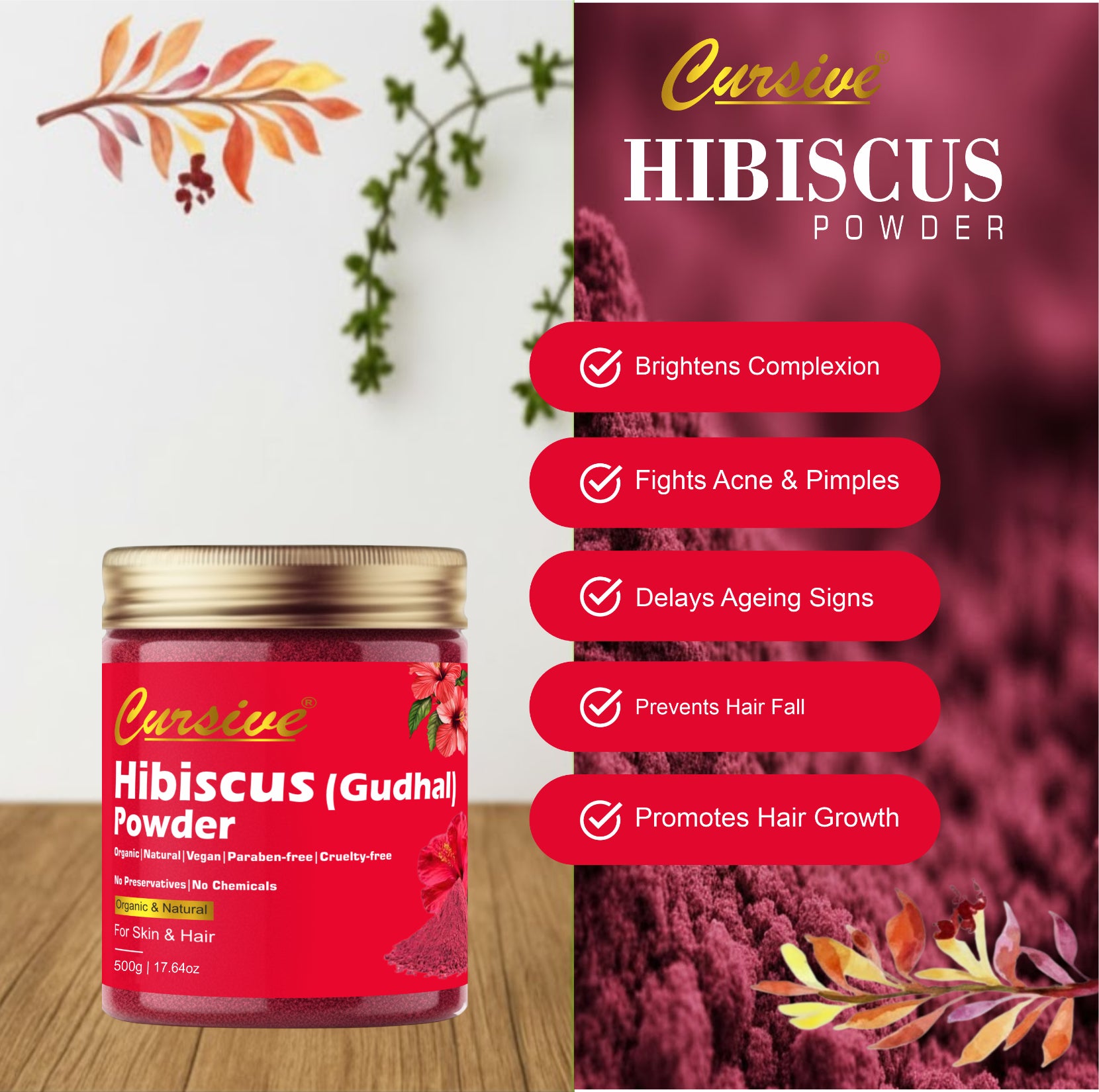 Hibiscus Gudhal Powder for Face & Hair