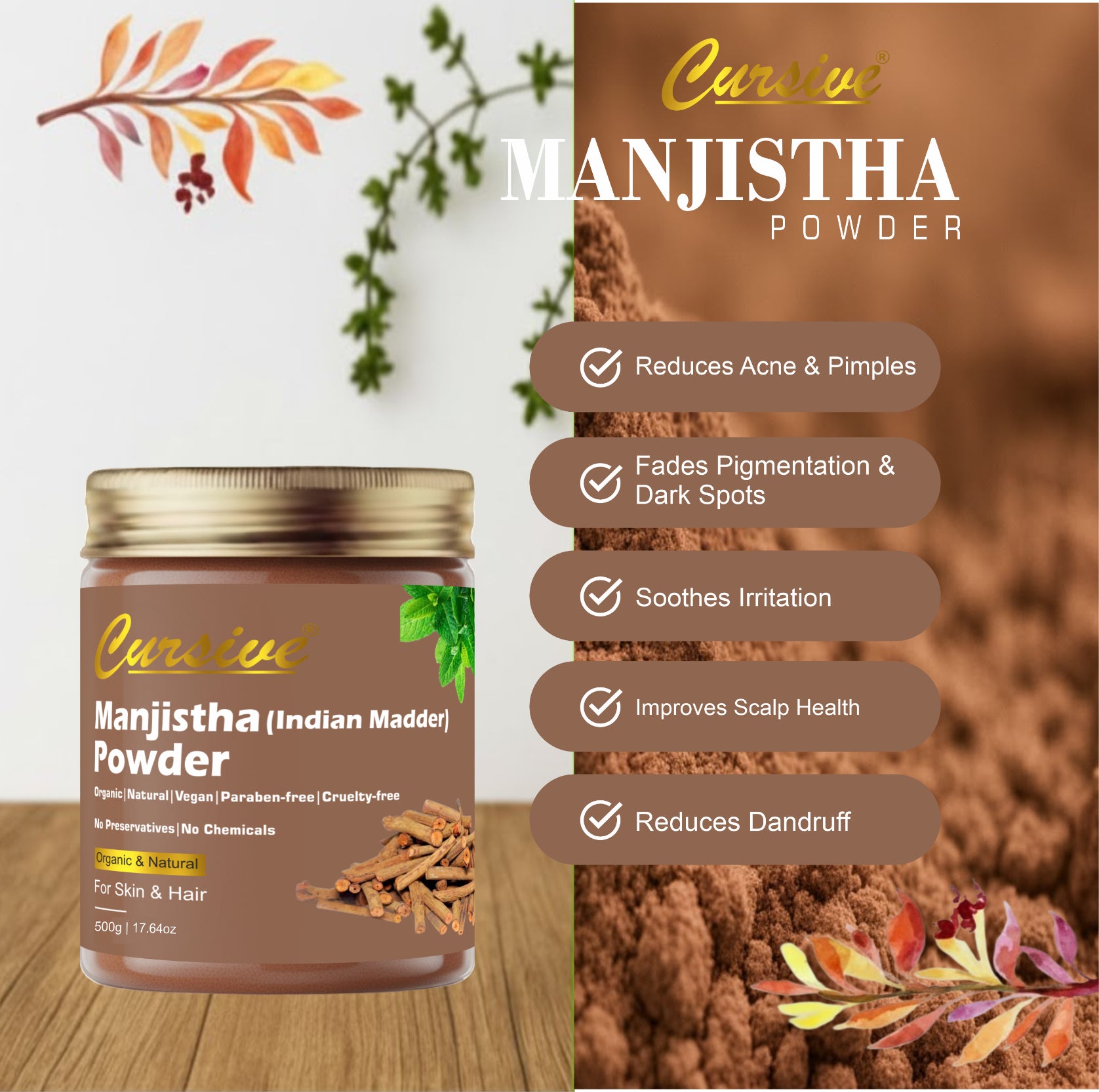 Manjistha Powder for Shiny Face & Hair