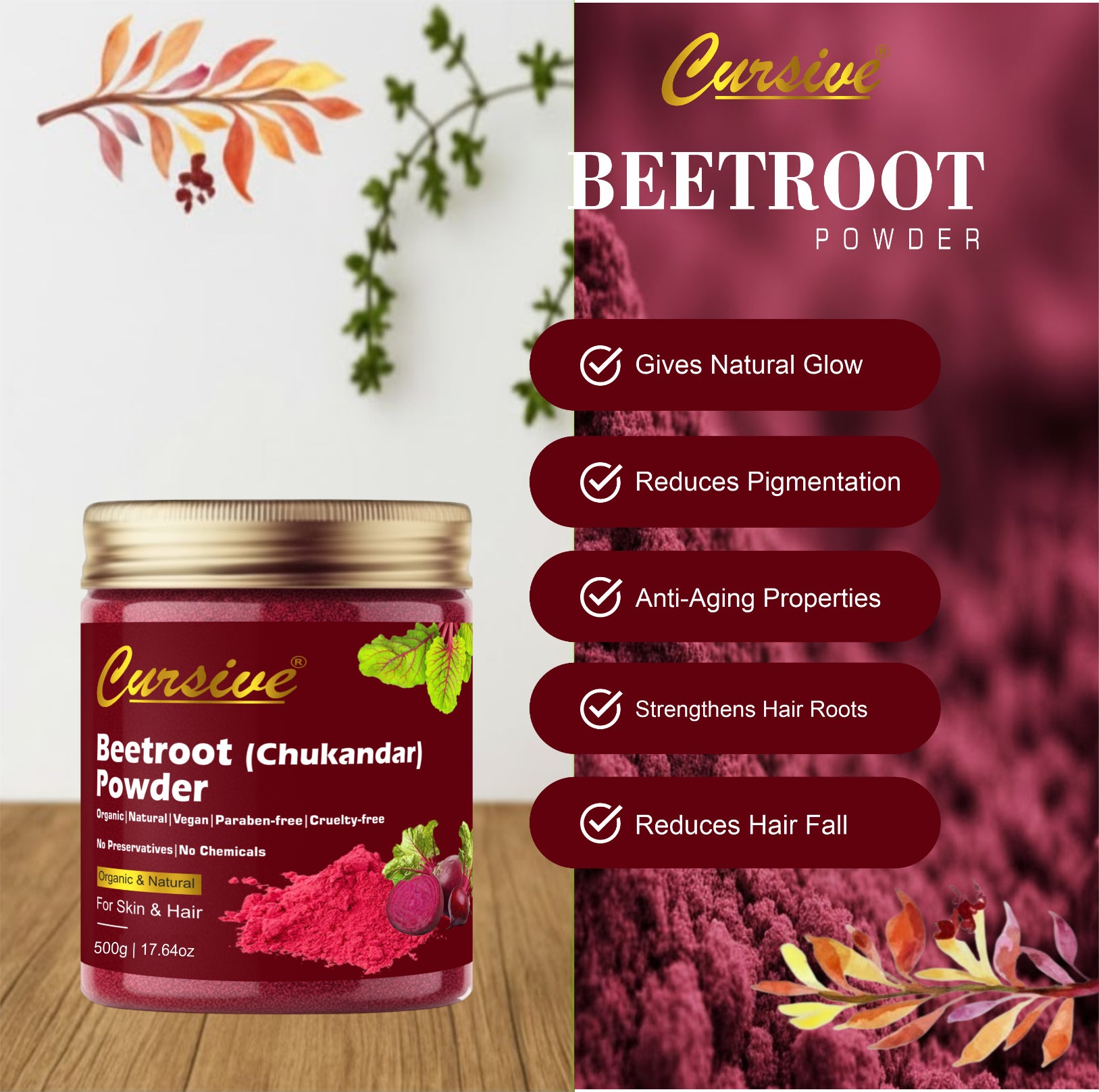 Beetroot Powder for Face, Skin & Hair