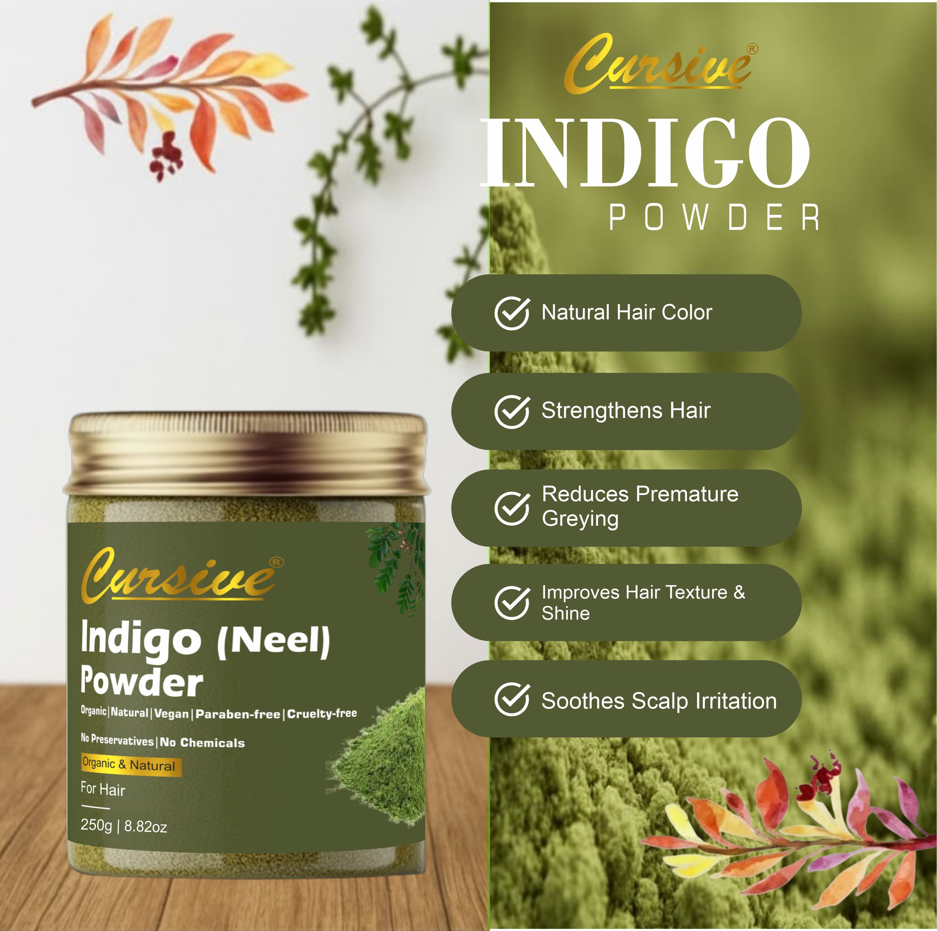Indigo Powder for Natural Hair Color