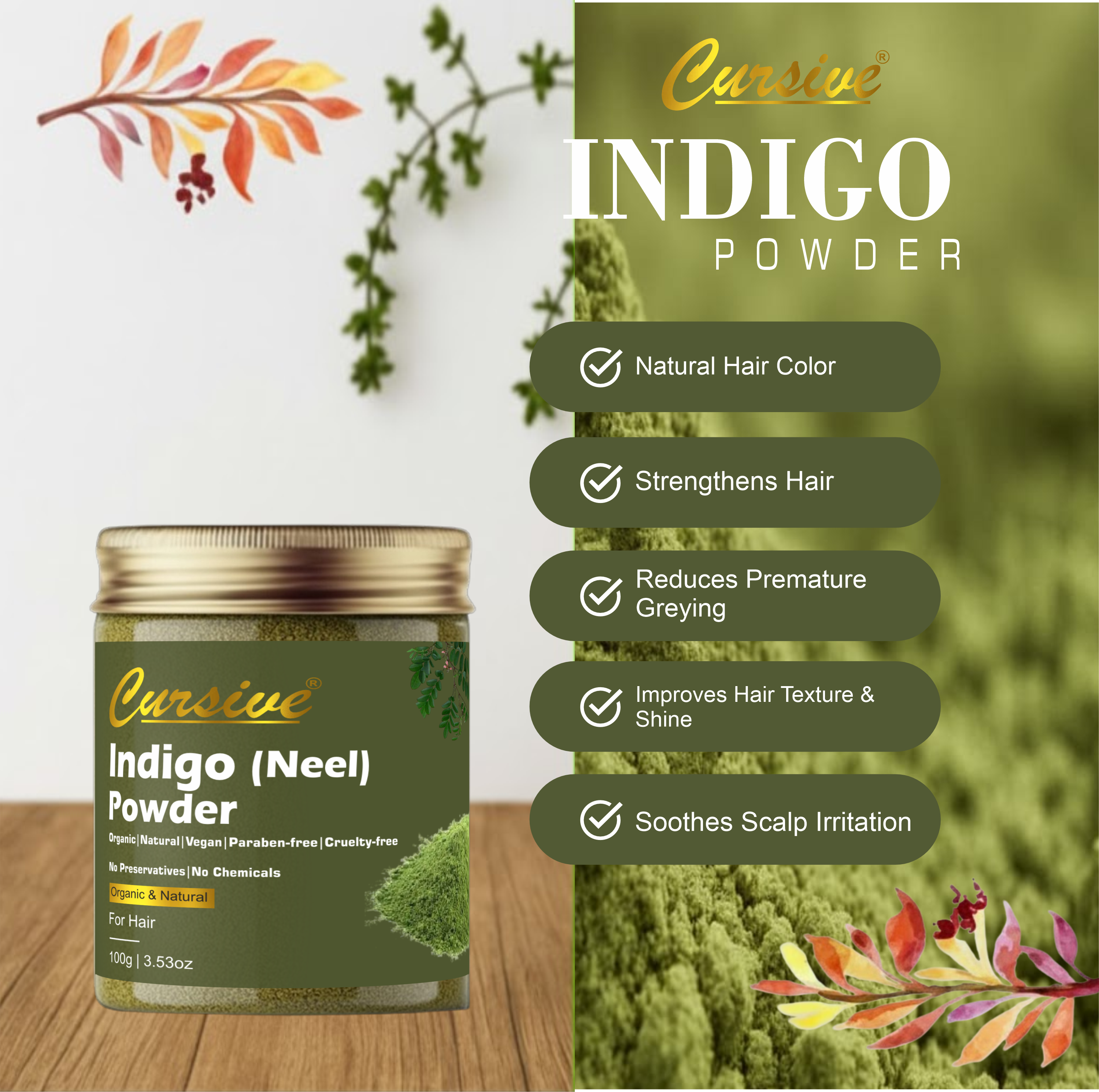 Indigo Powder for Natural Hair Color