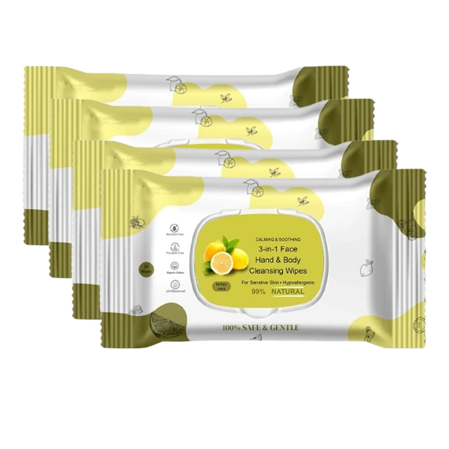 Lemon Mint Natural Soft Face Wet Wipes