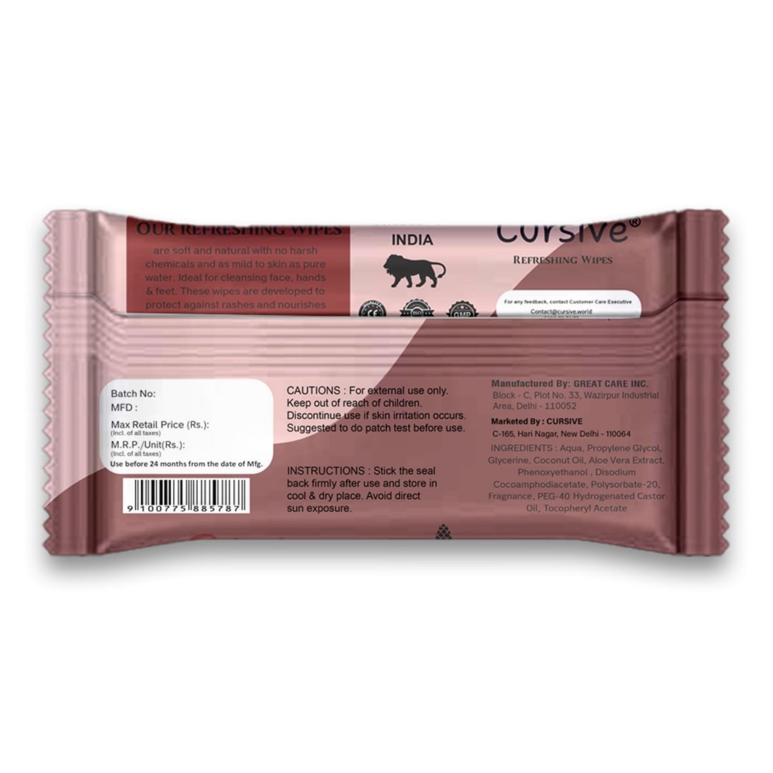 Cedar Wood Face, Hand, Skin Wet Wipes