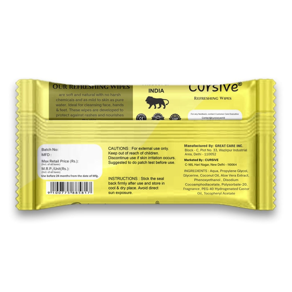 Lemon Mint Natural Soft Face Wet Wipes