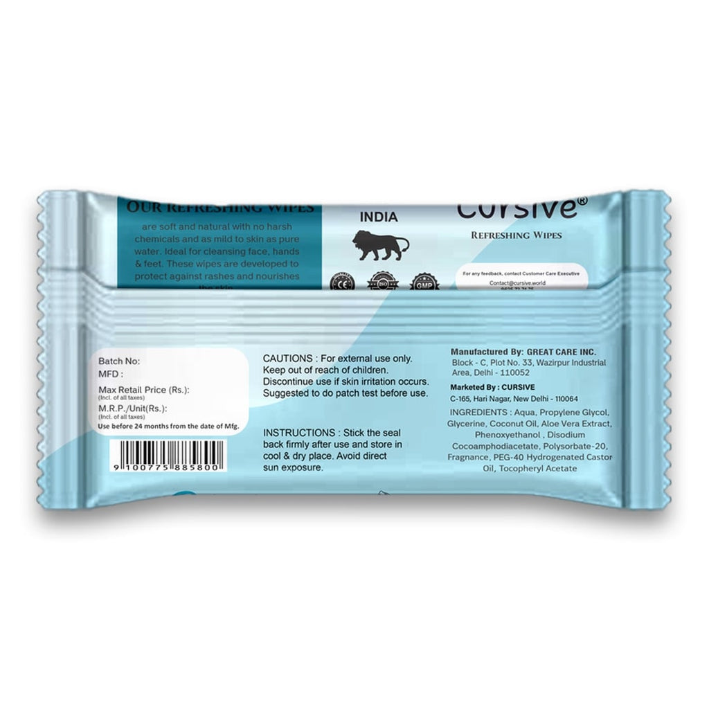 Cool Water Natural Face Skin Wet Wipes