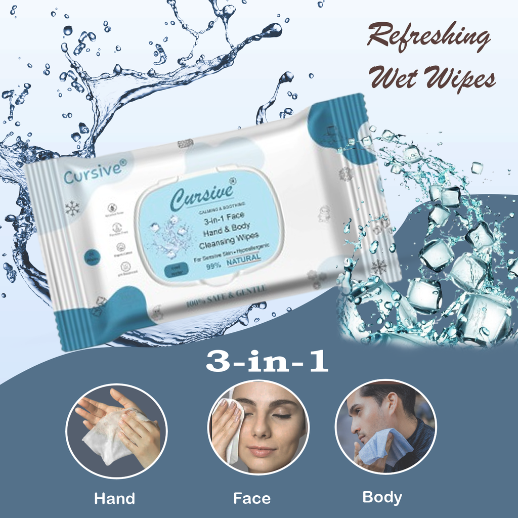 Cool Water Natural Face Skin Wet Wipes