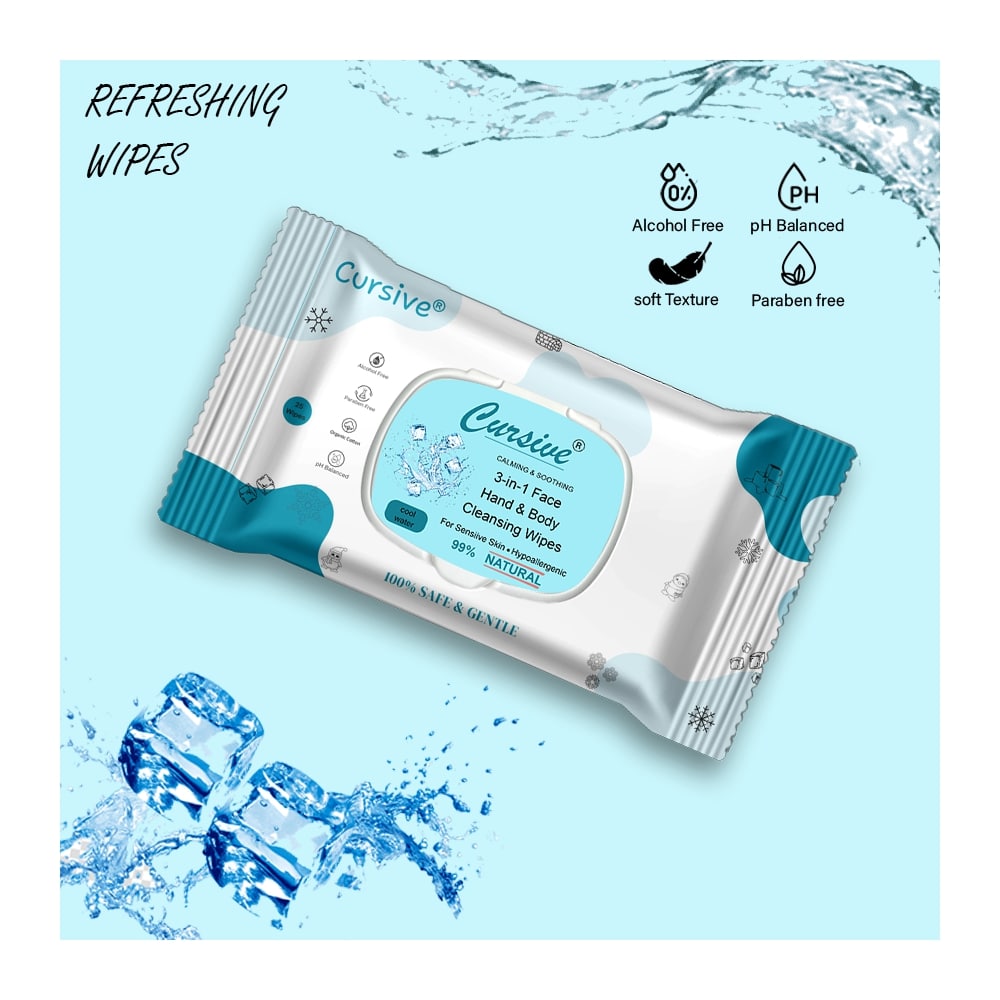 Cool Water Natural Face Skin Wet Wipes