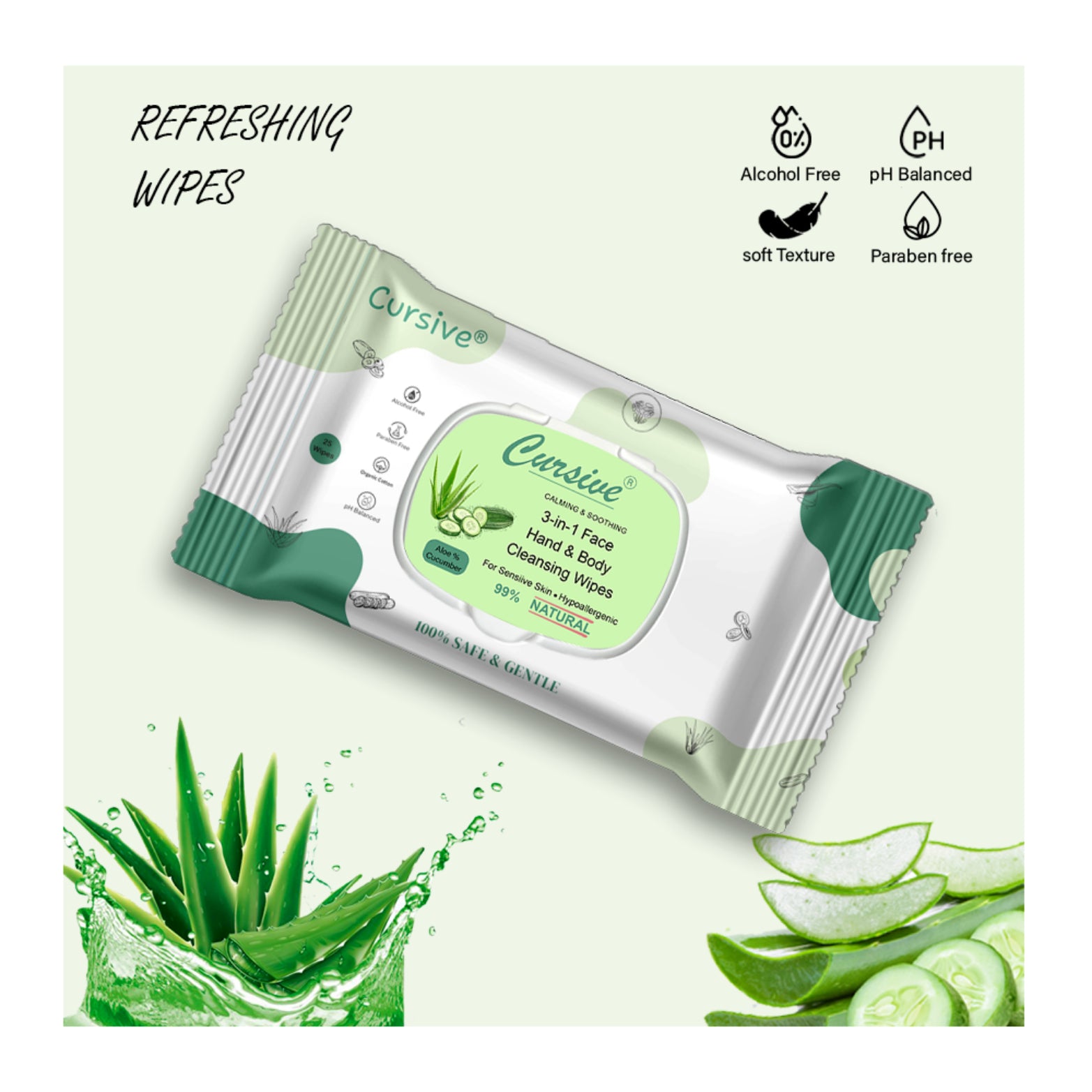 Aloe Vera & Cucumber Face Wet Wipes