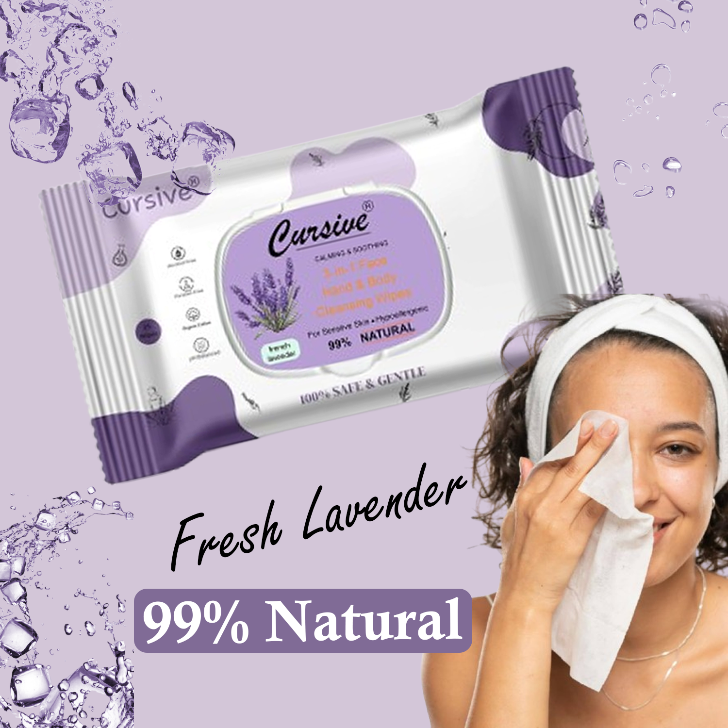 French Lavender Natural Face Wet Wipes