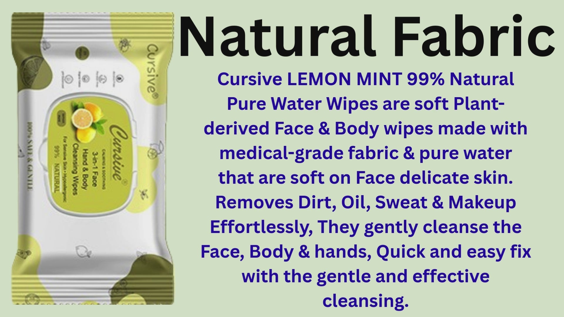 Lemon Mint Natural Soft Face Wet Wipes