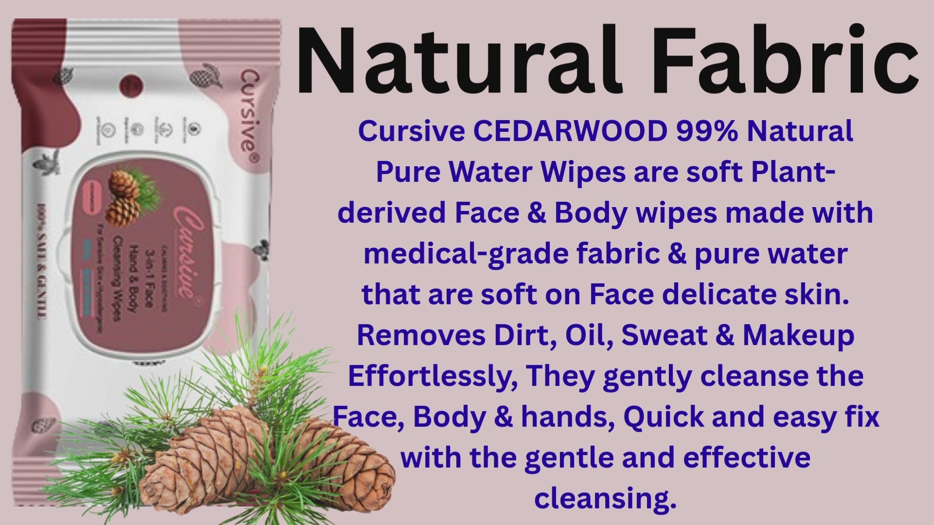 Cedar Wood Face, Hand, Skin Wet Wipes